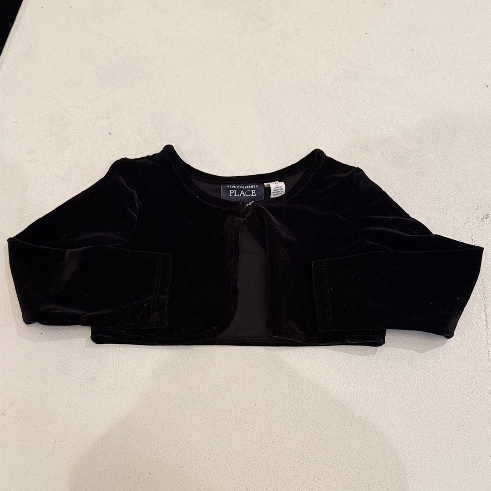 Children’s Place Black Velvet Cropped Jacket size 3t